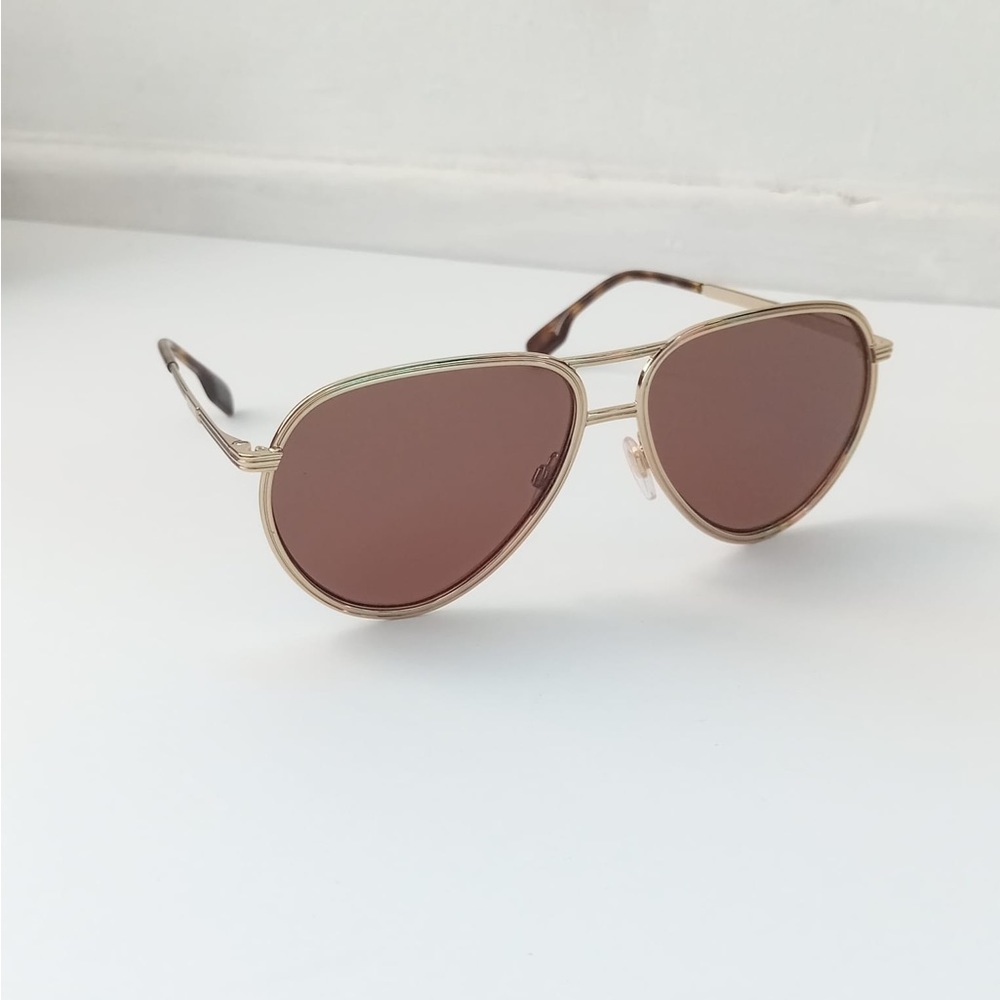 New - Burberry BE3135 110973 Scott Pilot Dark Brown Sunglasses - Picture 5 of 15